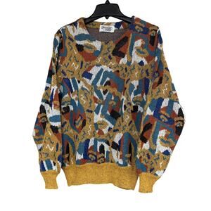 Missoni Uomo Sweater Men's Medium Multicolor Abstract Print Knit Long Sleeve